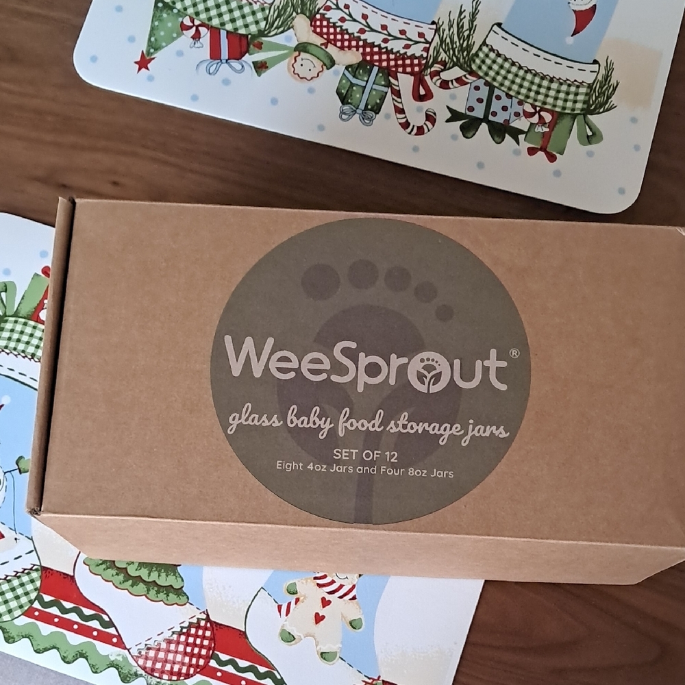 WeeSprout Glass Baby Food Storage Jars - Multi Colors - New In Box